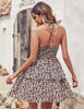 Ericka Summer Floral Halter Dress with Ruffle Details and Backless Design