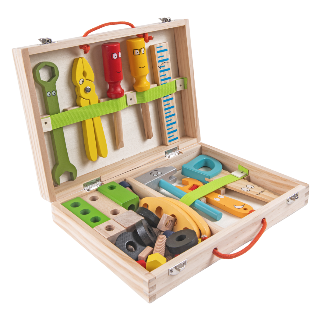 WoodBox™ - Wooden tool set with toolbox - learning and discovery for children! [Last day discount]