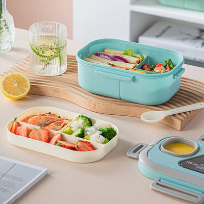 Lunchport Portable Lunch Container with Compartments & Carrying Handle