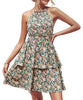 Ericka Summer Floral Halter Dress with Ruffle Details and Backless Design