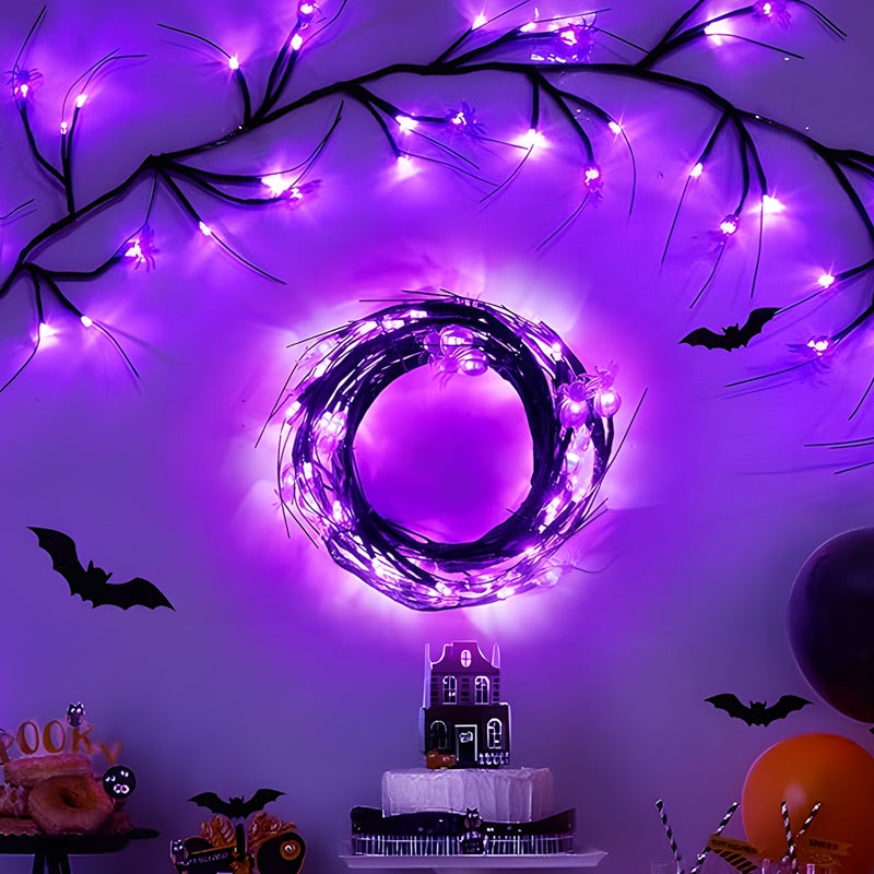 Necrolite Halloween Purple Spider Vine String Lights