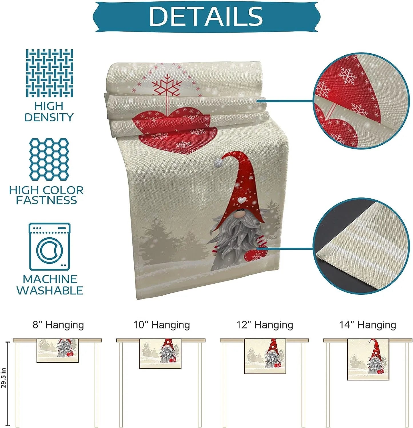 WinterBliss | Christmas table runner with snowflake gnomes, festive table decoration!