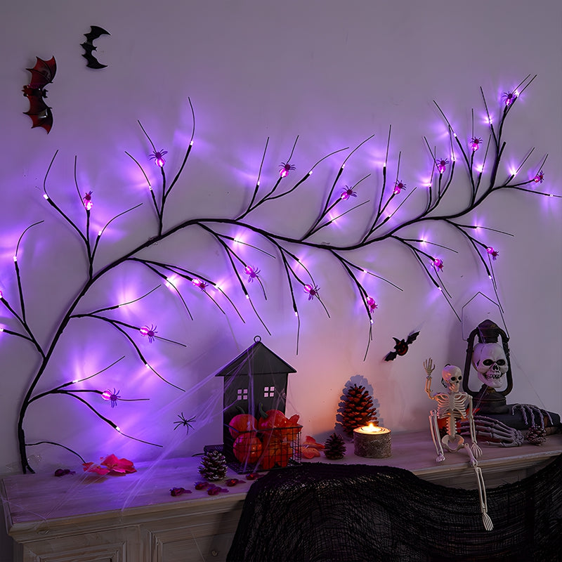 Necrolite Halloween Purple Spider Vine String Lights