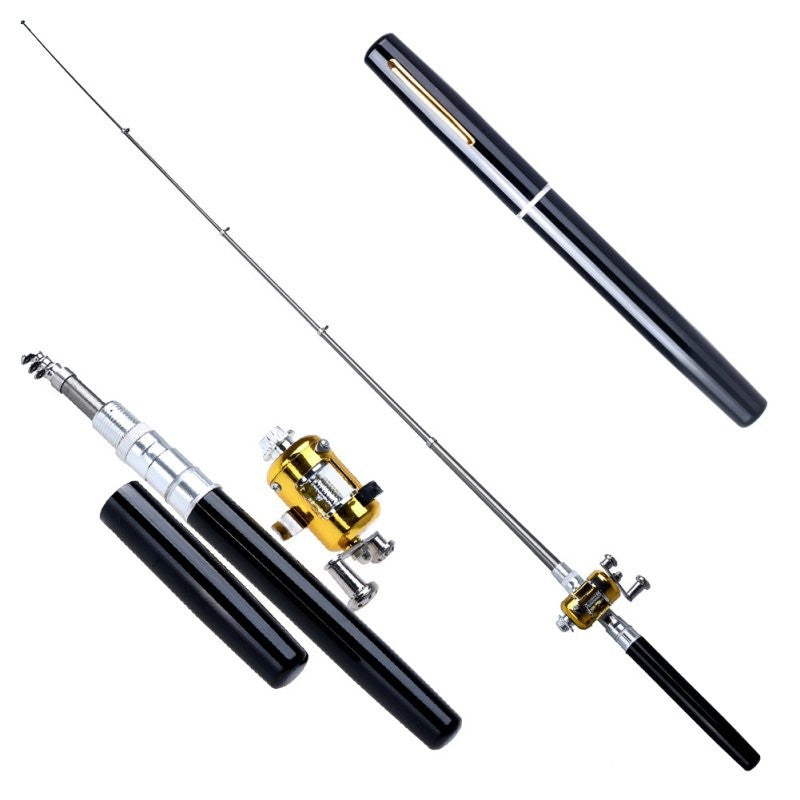 Mini Telescopic Pocket Pen Fishing Rod + Reel.