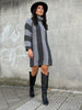 Knitted dress with turtleneck and block stripes