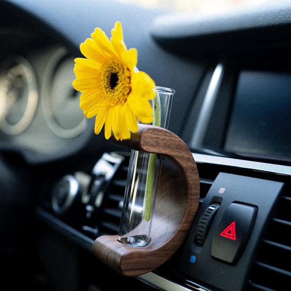 Florold Compact Car Miniature Wood Flower Vase