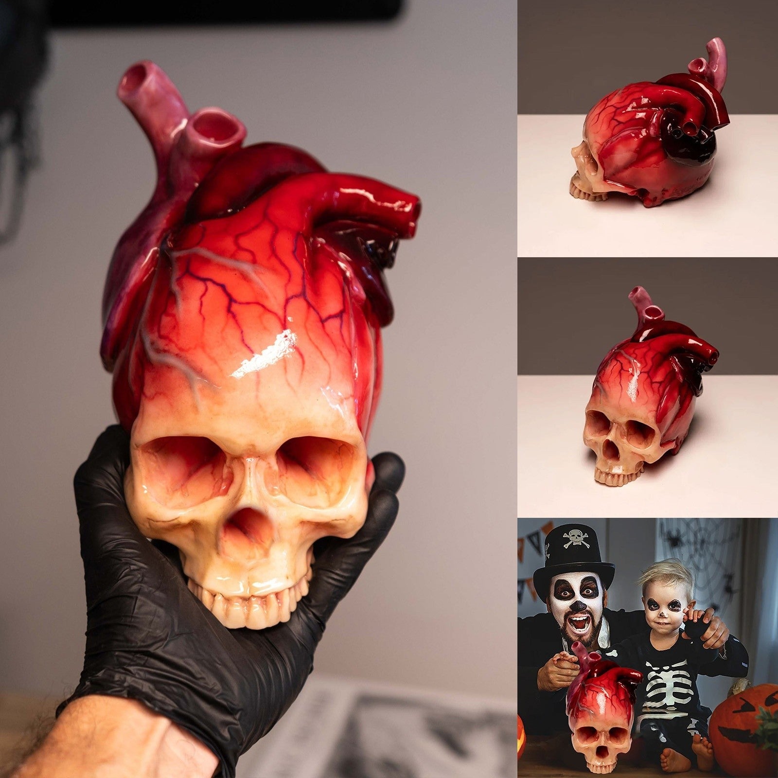 Pumpscull Realistic Halloween Heart-Shaped Skull Sculpture