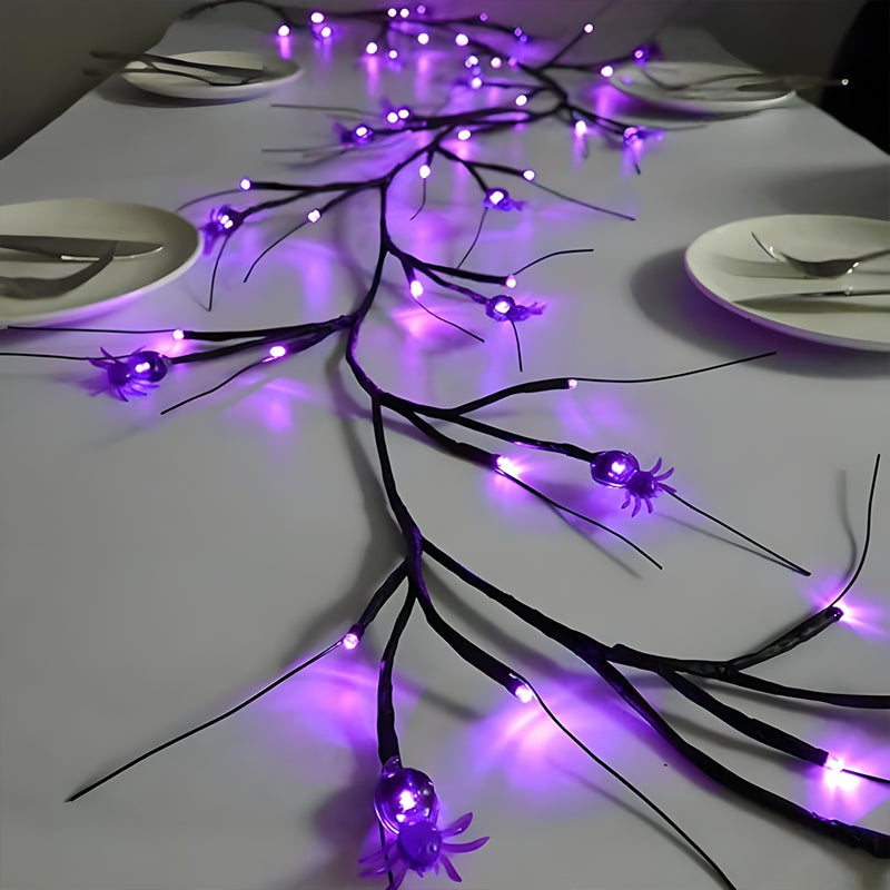 Necrolite Halloween Purple Spider Vine String Lights